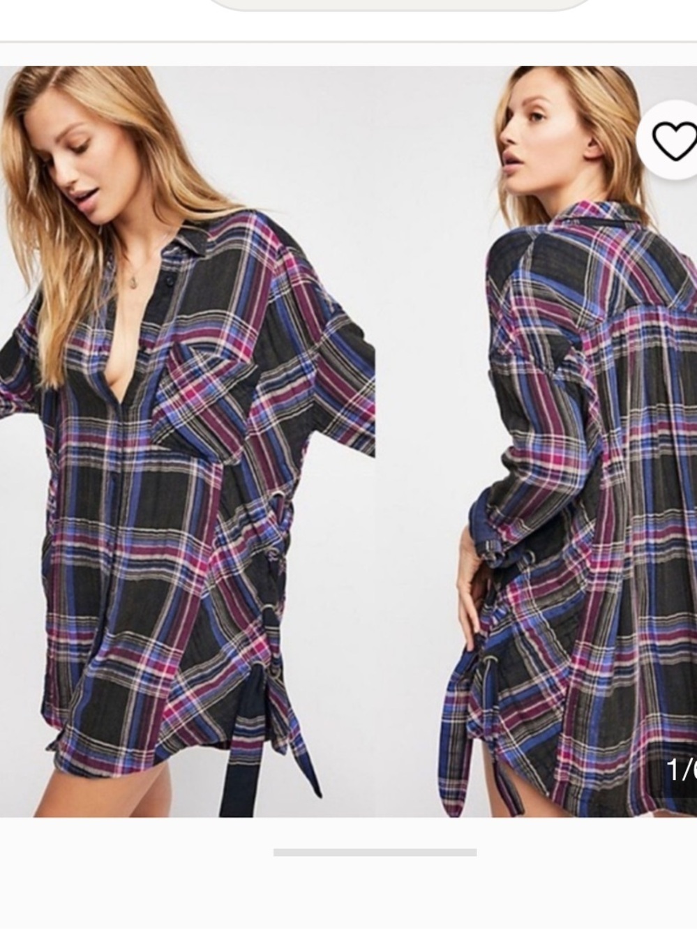 Free People Nordic Nights Plaid Flannel Top size small